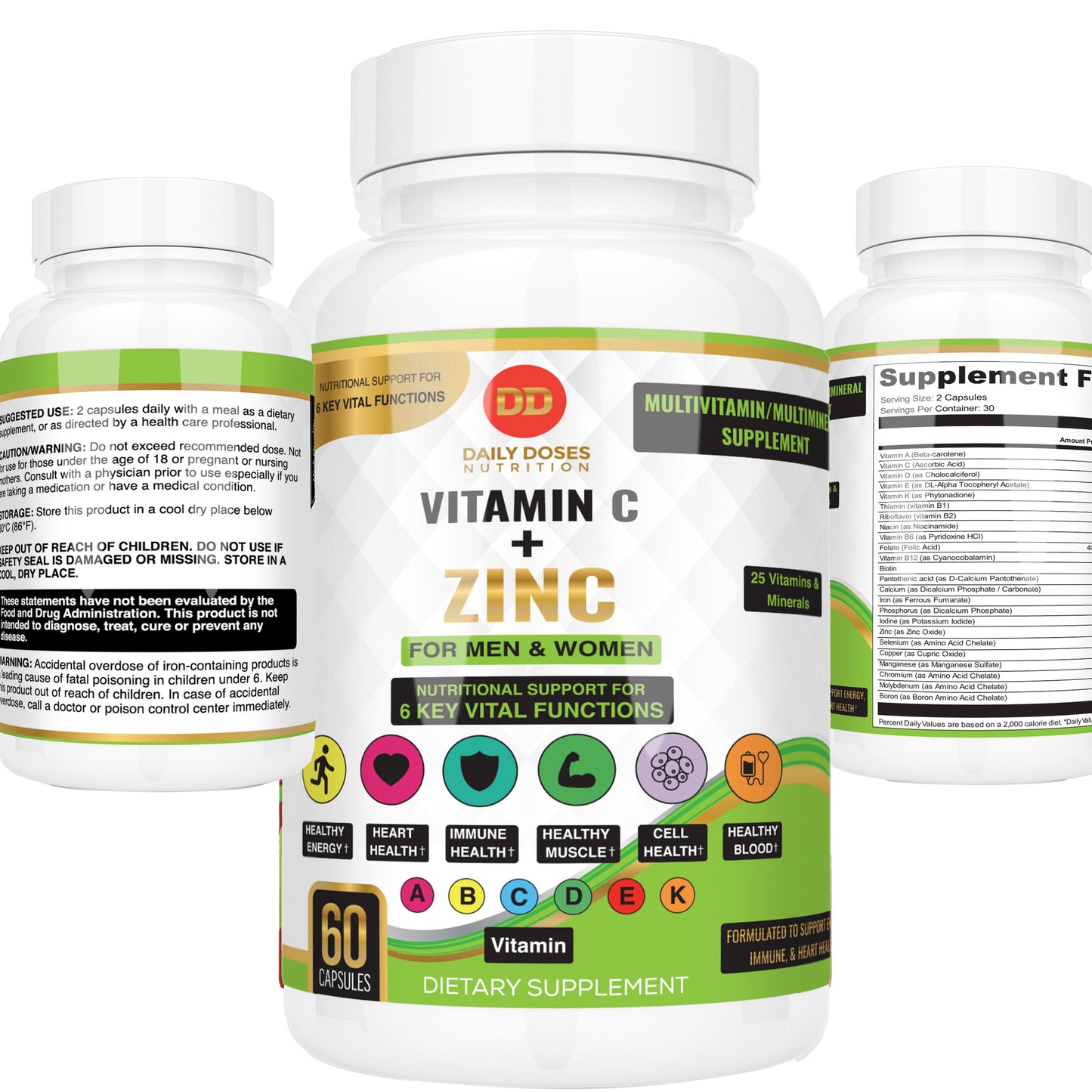 (3 Pack) Essential Vitamin C & Zinc Supplement - Support for Immunity and Vitality