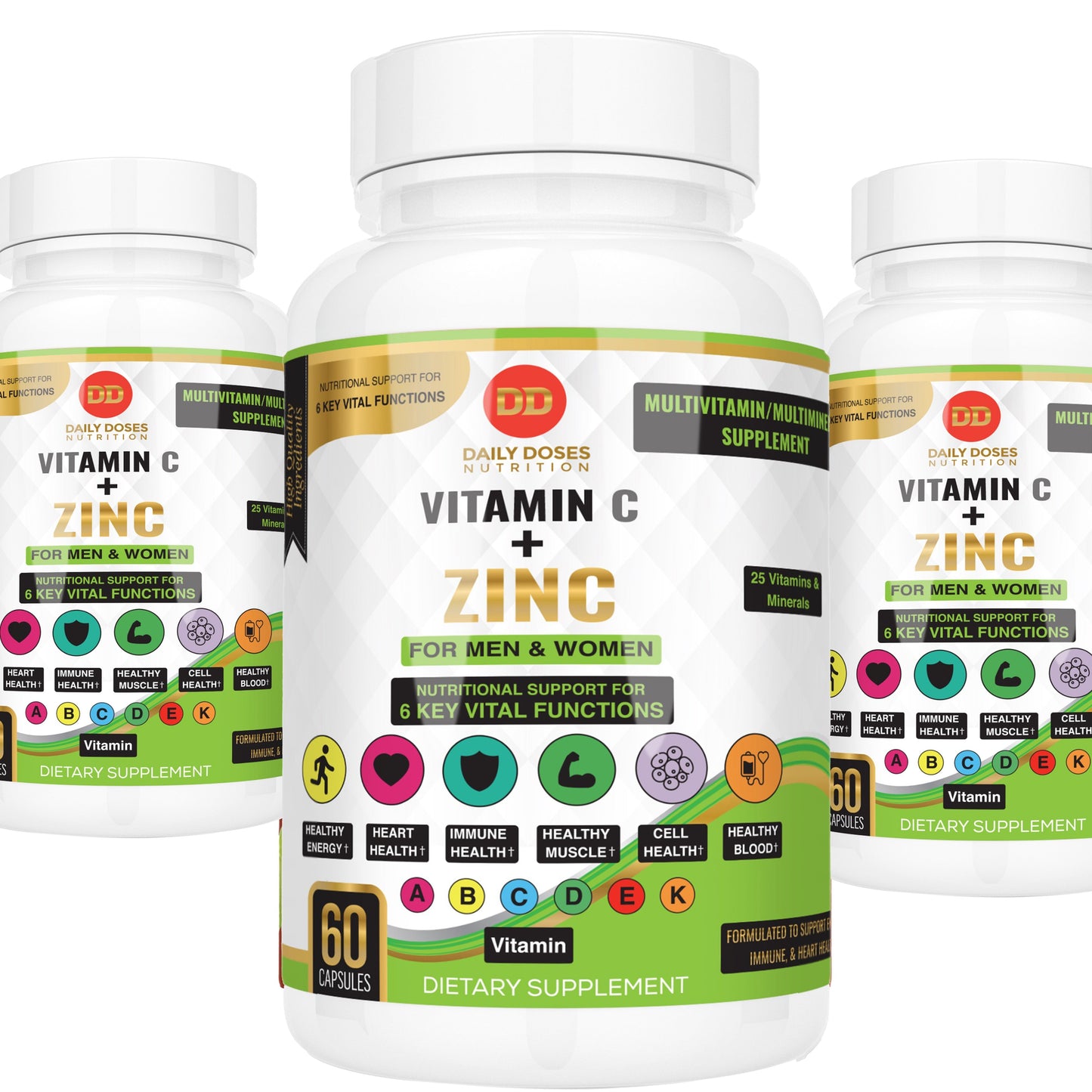 (5 Pack) Essential Vitamin C & Zinc Supplement - Support for Immunity and Vitality