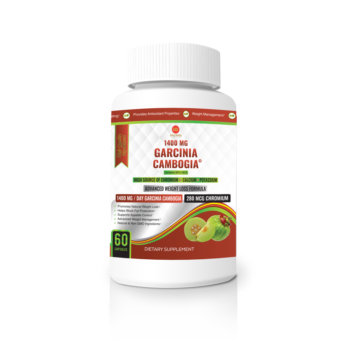 100% Pure Garcinia Cambogia Extract – 95% Natural HCA 1400mg per Serving – Fast Weight Loss Support, All-Natural Appetite Suppressant – for Men & Women - 30 Servings - 60 Capsules